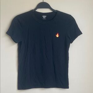 Aritzia Sunday Best Black Tee with Flame Detail Size S